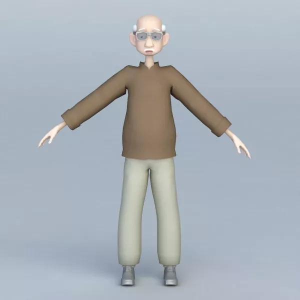 Old Man Cartoon Character Rigged 3d model Old Man Cartoon Character Rigged 3d model