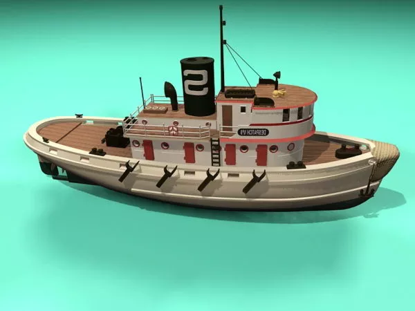 Lowpoly Tugboat 3d model