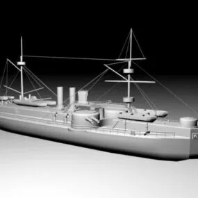 Old Warship 3d model