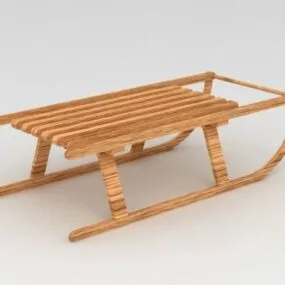 Old Wood Sled 3d model