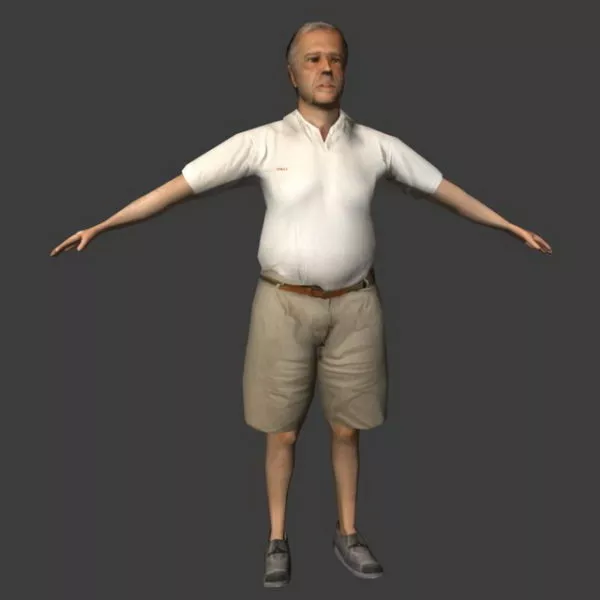 Old Fat Man Character 3d model Old Fat Man Character 3d model