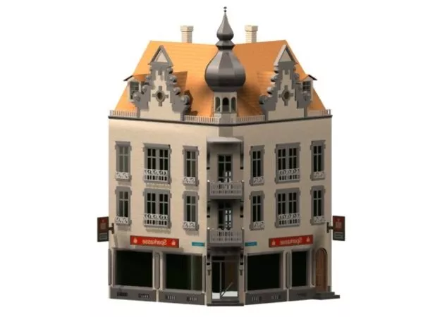 A Town Building At Road View 3d model