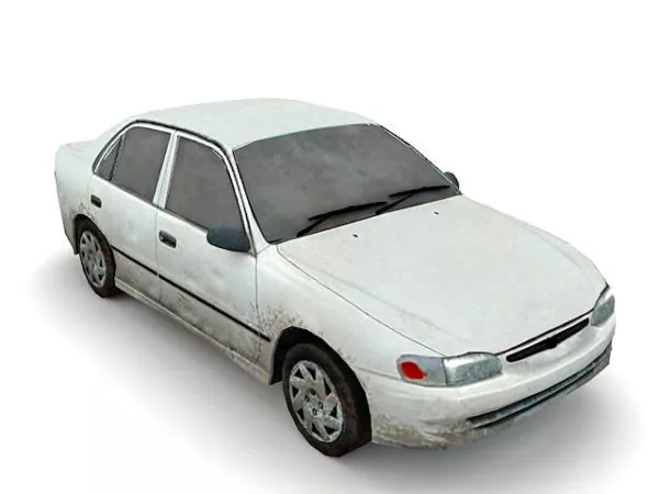 Old White Car 3d model Old White Car 3d model