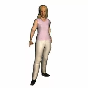 Old Woman Character Pointing Finger 3d model
