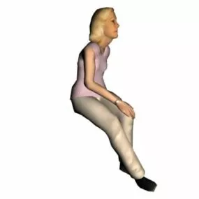 Older Woman Character Sitting Position 3d model