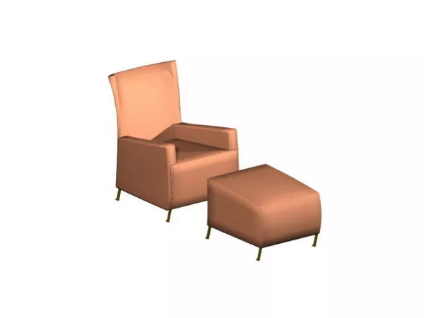 Orange Armchair And Ottoman 3d model Orange Armchair And Ottoman 3d model