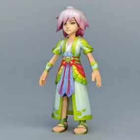 Oriental Anime Boy 3d model