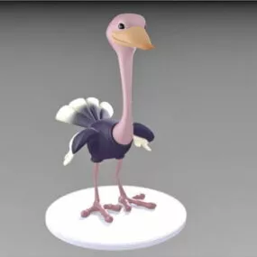 Ostrich Cartoon Character 3d model