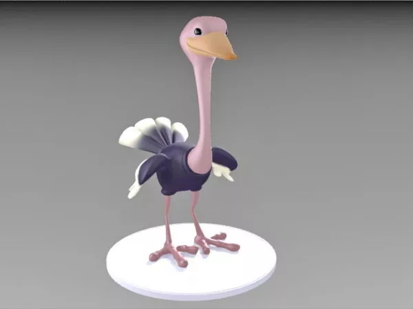 Ostrich Cartoon Character 3d model Ostrich Cartoon Character 3d model