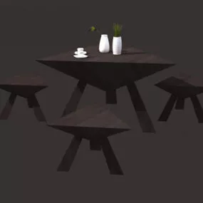 Outdoor Woode Furniture Set 3d model