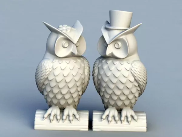 Owl Couple Garden Statue 3d model Owl Couple Garden Statue 3d model