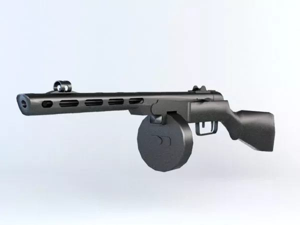 Ppsh-41 With Drum Magazine 3d model Ppsh-41 With Drum Magazine 3d model