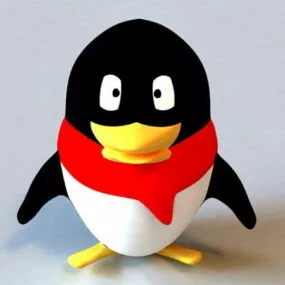 Penguin With Scarf Logo 3d model
