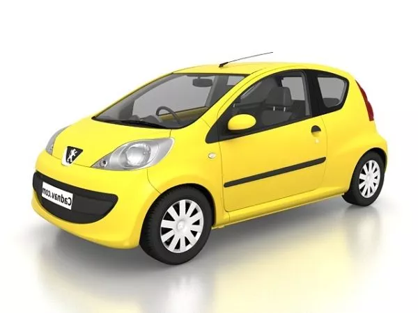 Yellow Peugeot Hatchback 3d model