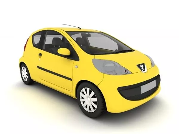 Yellow Peugeot Hatchback 3d model