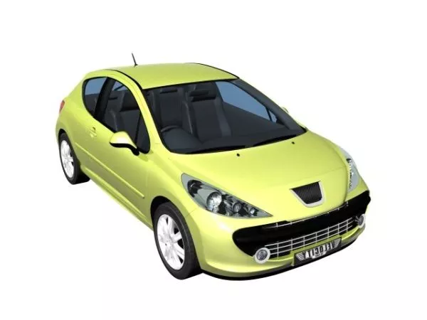 Yellow Peugeot Hatchback 3d model