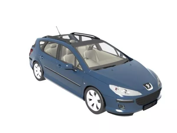 Yellow Peugeot Hatchback 3d model