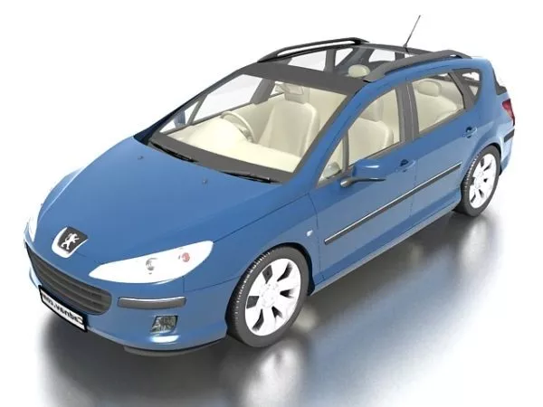 Yellow Peugeot Hatchback 3d model