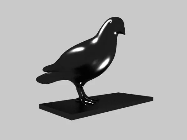Simple Bird Statue Artwork With Book Stack 3d model