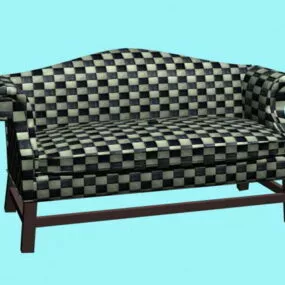 Plaid Fabric Settee 3d model