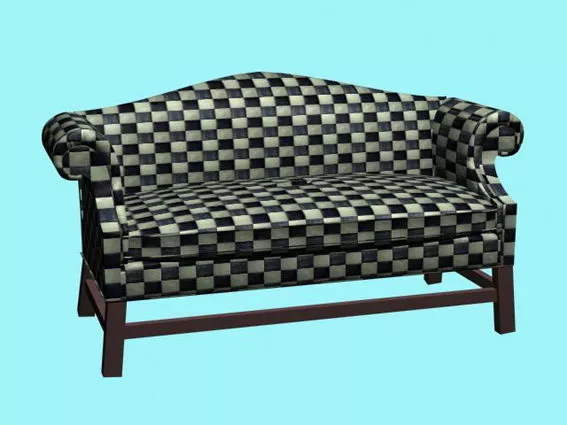 Plaid Fabric Settee 3d model Plaid Fabric Settee 3d model