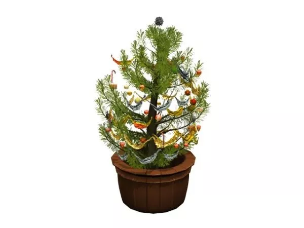 Potted Christmas Tree 3d model Potted Christmas Tree 3d model