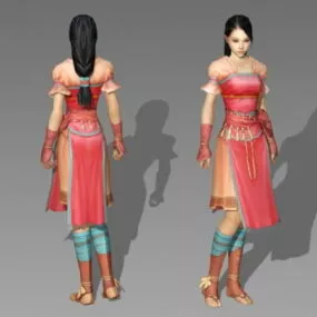 Pretty Chinese Warrior Girl 3d model