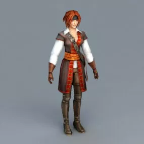 Pretty Female Pirate 3d model