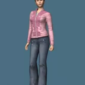 Pretty Young Woman Rigged 3d model