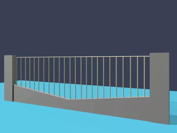 Wrought Iron Fence Curved Middle Shape 3d model