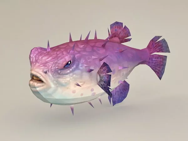Purple Puffer Fish 3d model Purple Puffer Fish 3d model
