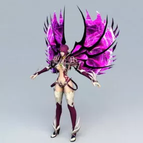 Purple Warrior Angel Rigged 3d model