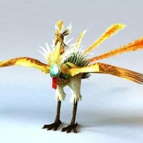 Rainbow Phoenix Bird Rigged 3d model