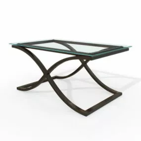 Furniture Rectangle Tempered Glass Table 3d model