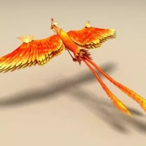 Red Phoenix Bird 3d model