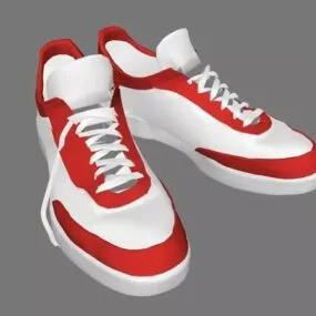Red And White Sneakers 3d model