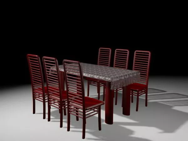 Red Dining Room Sets 3d model Red Dining Room Sets 3d model