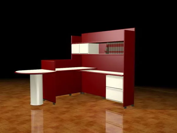 Red Executive Workstation Furniture 3d model Red Executive Workstation Furniture 3d model