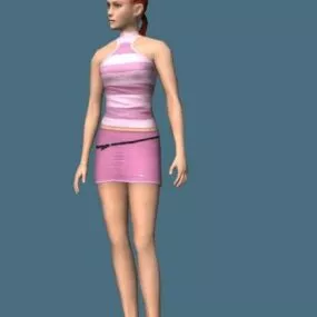 Red Hair Woman Rigged 3d model