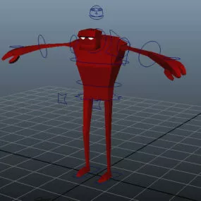 Red Humanoid Character Rigged 3d model