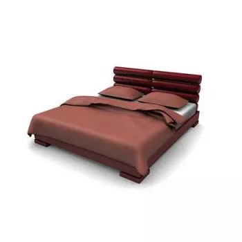 Red Upholstered Platform Bed 3d model Red Upholstered Platform Bed 3d model