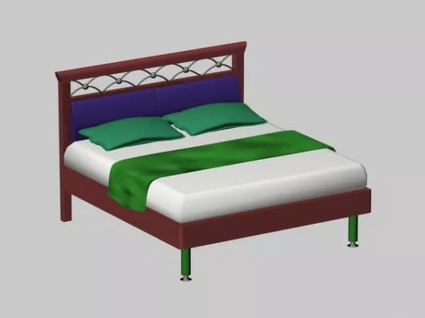 Retro Double Bed 3d model Retro Double Bed 3d model