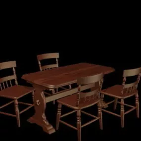 Retro Wood Dinette Sets 3d model