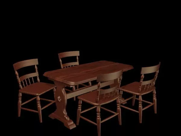 Retro Wood Dinette Sets 3d model Retro Wood Dinette Sets 3d model