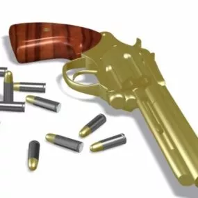 Revolver With Bullets 3d model