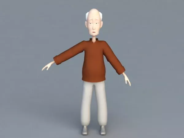 Rigged Old Man Cartoon 3d model Rigged Old Man Cartoon 3d model