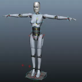 Rigged Female Robot 3d model