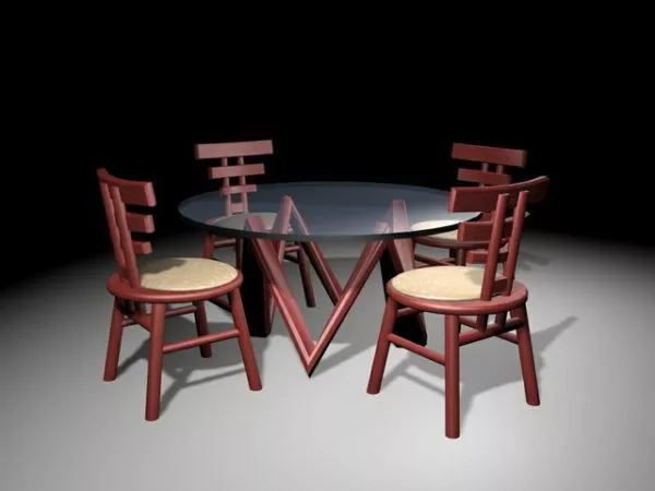 Round Glass Top Dining Sets 3d model Round Glass Top Dining Sets 3d model