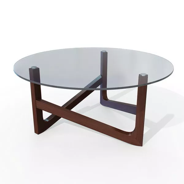 Furniture Round Glass Wooden Coffee Table 3d model Furniture Round Glass Wooden Coffee Table 3d model