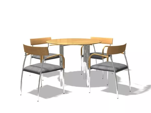 Round Meeting Desk Chairs Set 3d model Round Meeting Desk Chairs Set 3d model